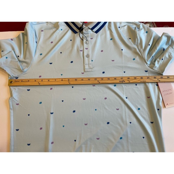 NEW Redvanly Langham Polo Men Large Golf Breeze Blue Performance Stretch AOP - Picture 7 of 8
